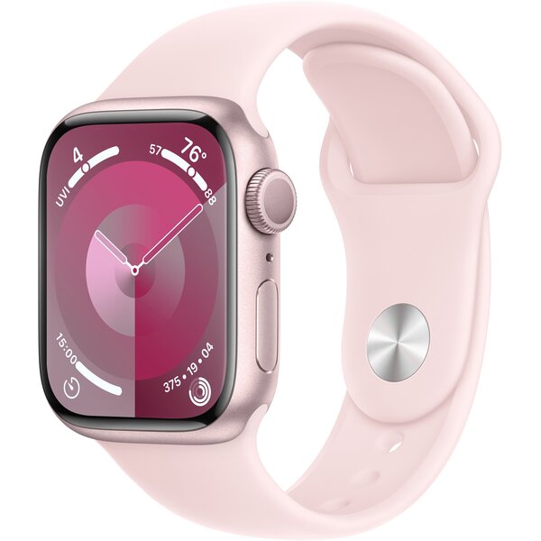 Apple Watch Series 9 GPS 41mm Pink Aluminium Case with Light Pink Sport Band S/M