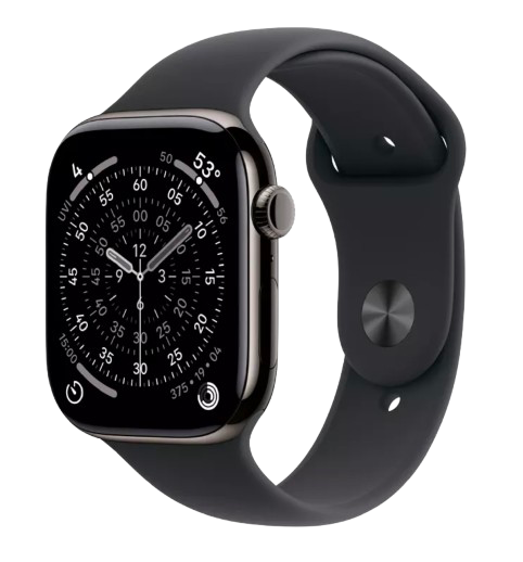 Купити Apple Watch Series 11 GPS + Cellular, Black Sport Band, S/M, 42mm, Slate Titanium