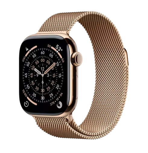 Apple Watch Series 11 GPS + Cellular, Gold Milanese Loop, S/M, 46mm, Gold Titanium