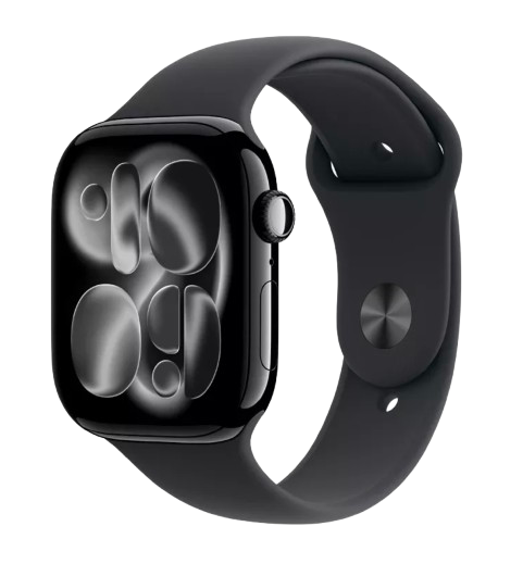 Купити Apple Watch Series 11 GPS, Black  Sport Band, S/M, 42mm, Jet Black Aluminium