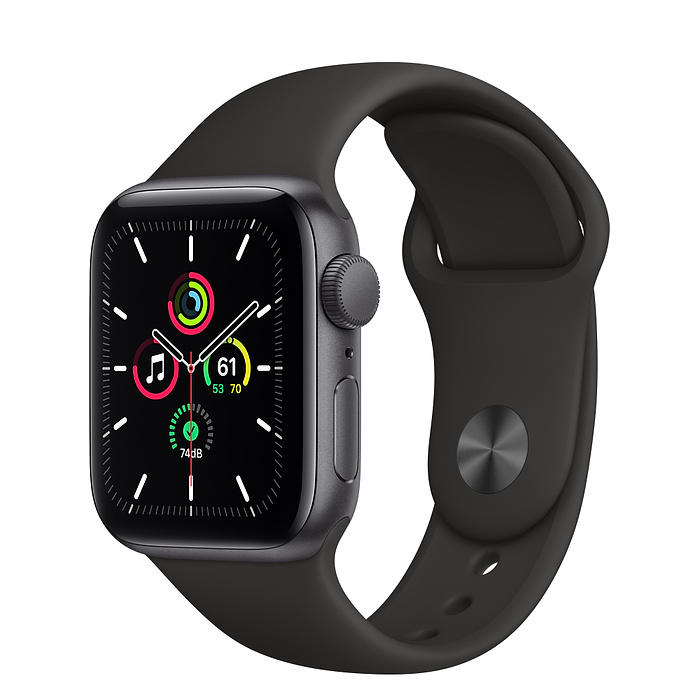 Apple Watch Series SE GPS, 40 mm Space Gray Aluminum Case with Black Sport Band